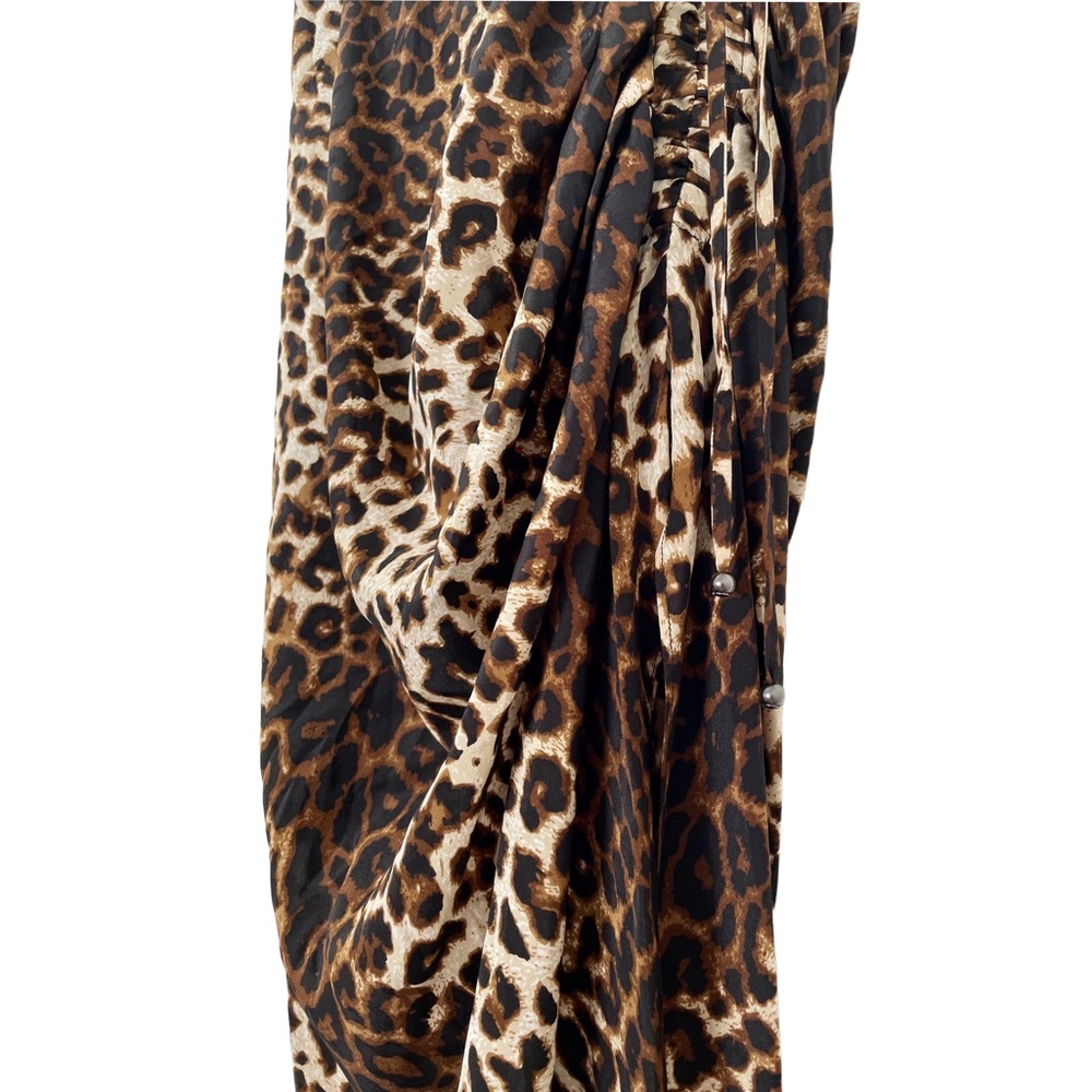 Veronica Beard Ari Silk Animal Print Side Ruched Midi Skirt - Picture 8 of 12